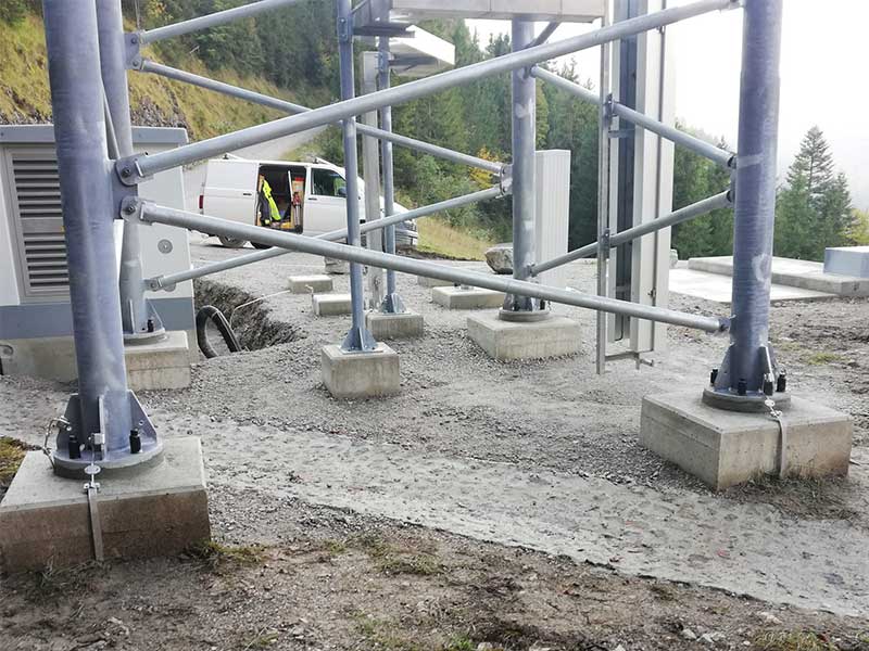 MD Bau Gmbh bei erstellung des Grundgerüstes eines Mobilfunkmasten in Österreich