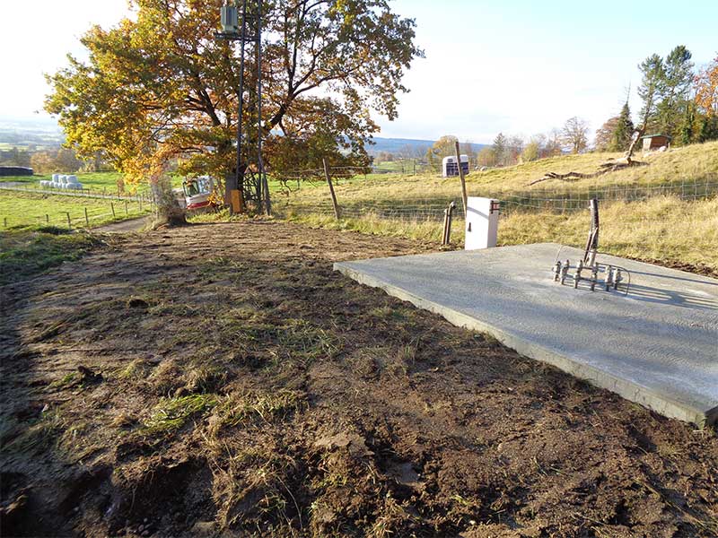MD Bau Gmbh bei Errichtung der Bodenplatte eines Mobilfunkmasten in Österreich